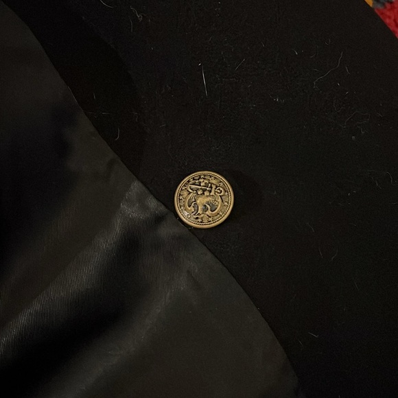 Black Double-Breasted Coat with Gold Buttons - Picture 9 of 11